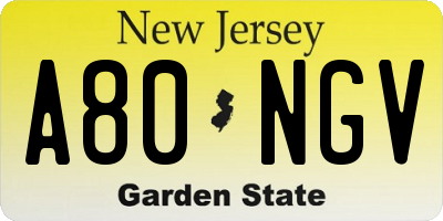 NJ license plate A80NGV