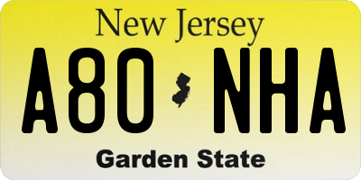 NJ license plate A80NHA