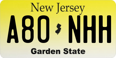 NJ license plate A80NHH