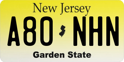 NJ license plate A80NHN