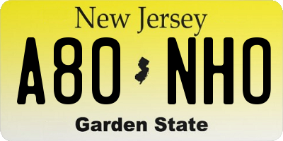 NJ license plate A80NHO