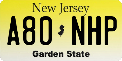 NJ license plate A80NHP