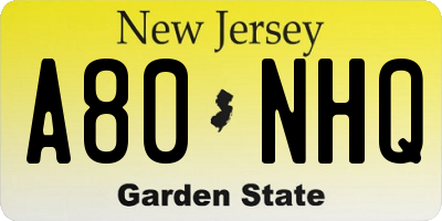 NJ license plate A80NHQ