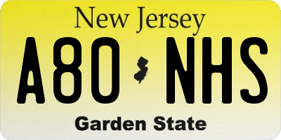 NJ license plate A80NHS