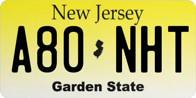 NJ license plate A80NHT