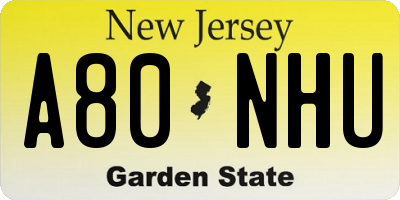 NJ license plate A80NHU