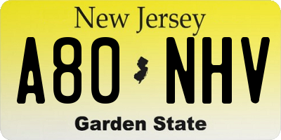 NJ license plate A80NHV