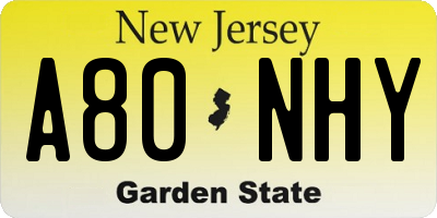 NJ license plate A80NHY