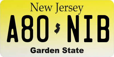 NJ license plate A80NIB