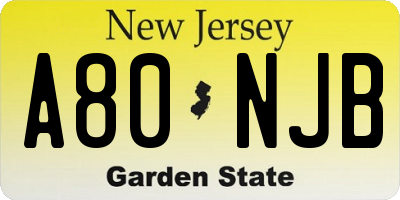 NJ license plate A80NJB