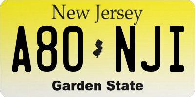 NJ license plate A80NJI
