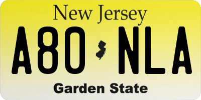 NJ license plate A80NLA