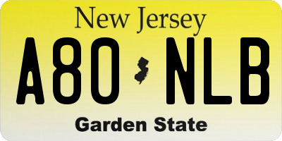 NJ license plate A80NLB