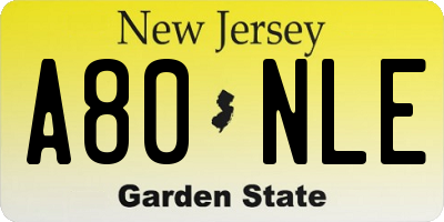 NJ license plate A80NLE