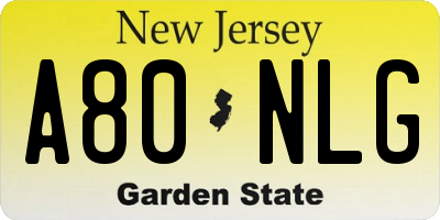NJ license plate A80NLG