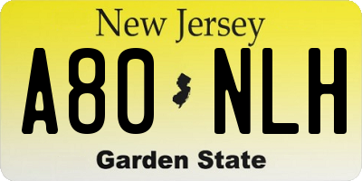 NJ license plate A80NLH