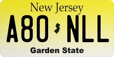 NJ license plate A80NLL