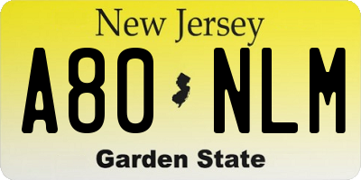NJ license plate A80NLM