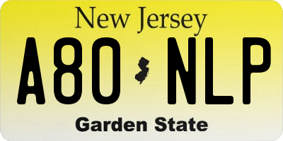 NJ license plate A80NLP
