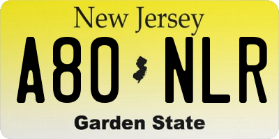 NJ license plate A80NLR