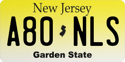 NJ license plate A80NLS