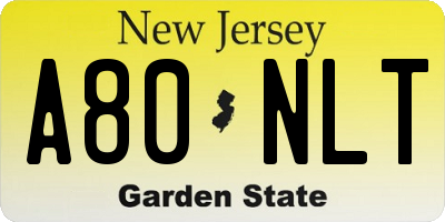 NJ license plate A80NLT
