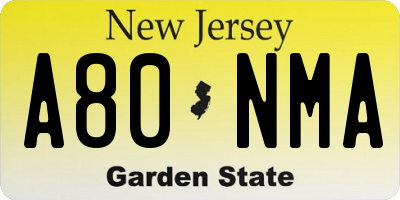 NJ license plate A80NMA