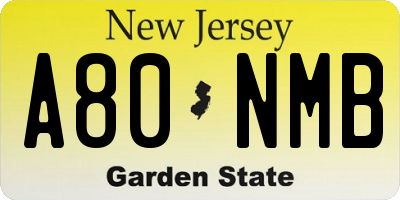 NJ license plate A80NMB