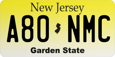 NJ license plate A80NMC