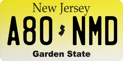 NJ license plate A80NMD