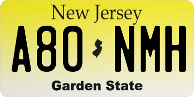 NJ license plate A80NMH
