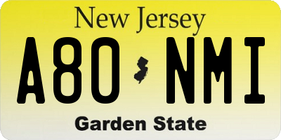 NJ license plate A80NMI