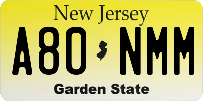 NJ license plate A80NMM