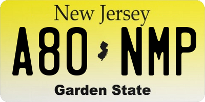 NJ license plate A80NMP