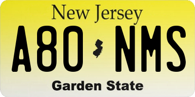 NJ license plate A80NMS