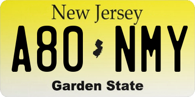 NJ license plate A80NMY