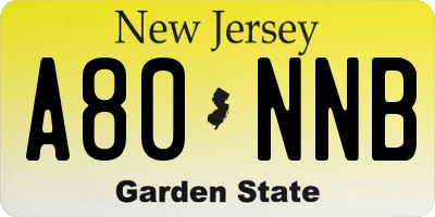 NJ license plate A80NNB