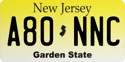 NJ license plate A80NNC