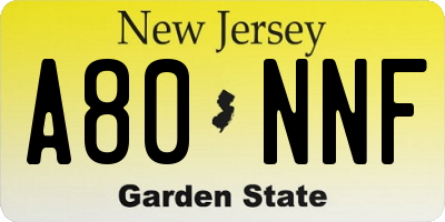 NJ license plate A80NNF