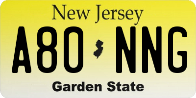 NJ license plate A80NNG