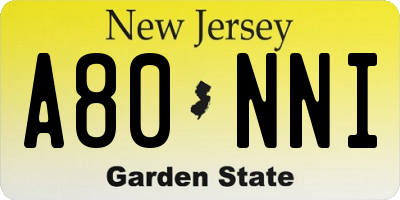 NJ license plate A80NNI