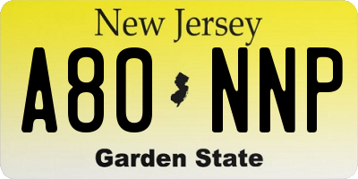 NJ license plate A80NNP