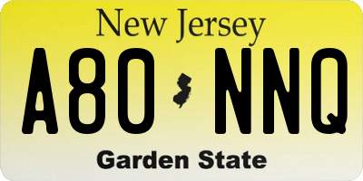 NJ license plate A80NNQ