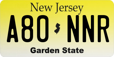 NJ license plate A80NNR