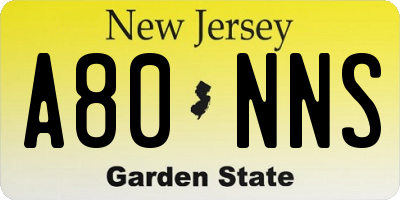 NJ license plate A80NNS