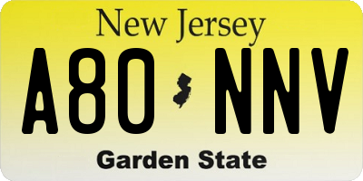 NJ license plate A80NNV
