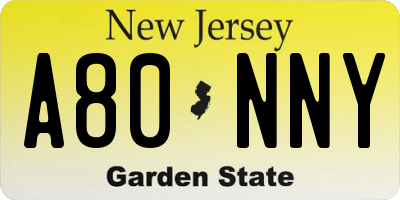 NJ license plate A80NNY