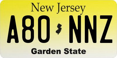 NJ license plate A80NNZ
