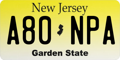 NJ license plate A80NPA