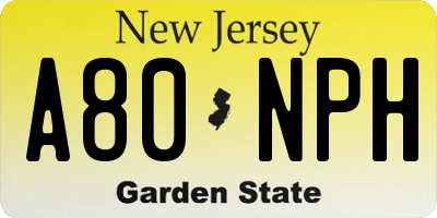 NJ license plate A80NPH